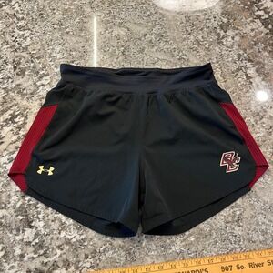 Under Armour Boston College Eagles Running Shorts Black Red Womens Medium